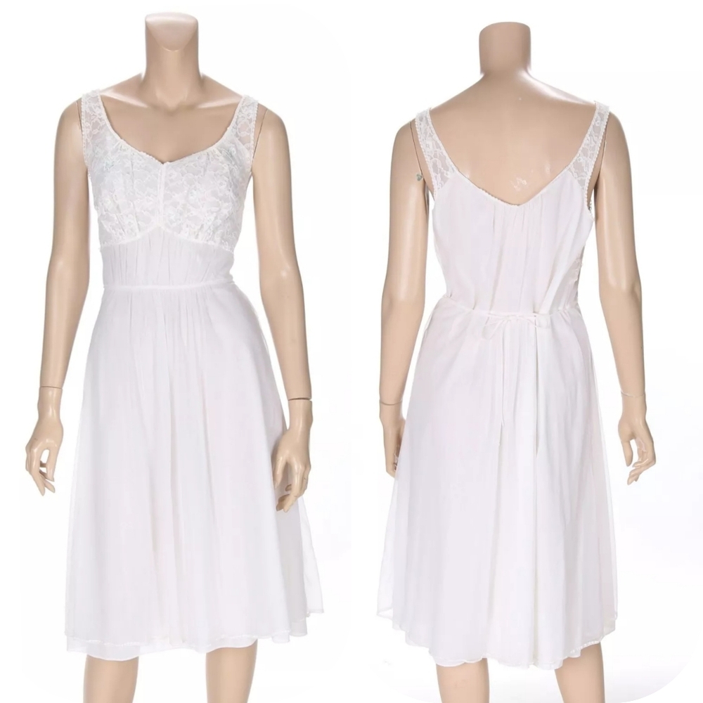 Artemis Vintage White Lace Nylon Night Gown Style 5076 size 36